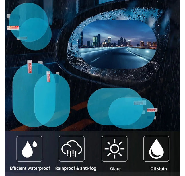 Rearview Mirror & Side Window Film – 2pcs Anti-Fog Rainproof Car Protection Stickers