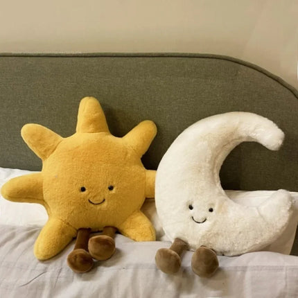Smile Face Moon & Sun Plush Cushion – High Quality Stuffed Weather Pillow for Kids Bedroom & Sofa Decor