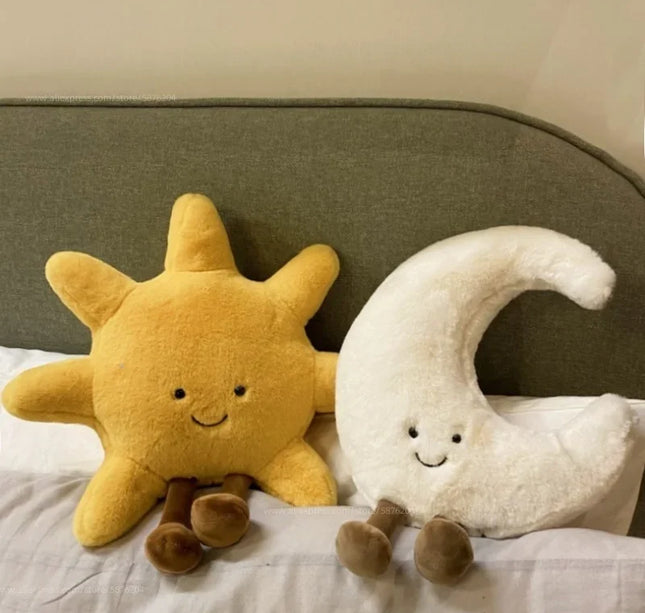 Smile Face Moon & Sun Plush Cushion – High Quality Stuffed Weather Pillow for Kids Bedroom & Sofa Decor