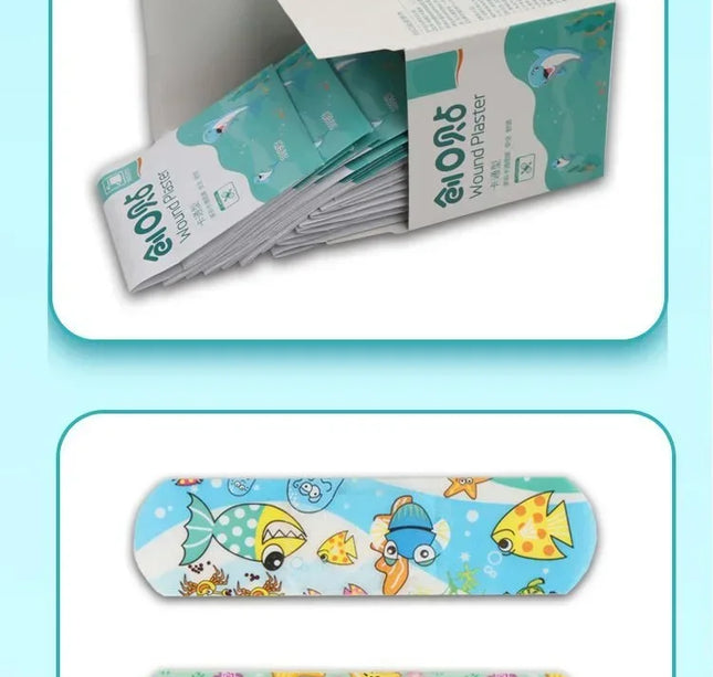 Kids Adhesive Bandages – 100pcs Cute Cartoon Waterproof Medical Strips for Children