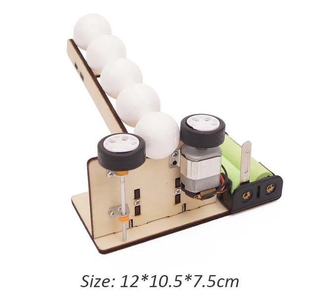 DIY Wooden Puzzle Pitching Machine STEM Toys Technologia Science Experimental Tool Kit Learning Education Games for Kids
