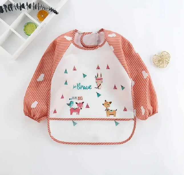 1pc Waterproof Baby Smock – Long Sleeve Bib Apron for Eating & Art