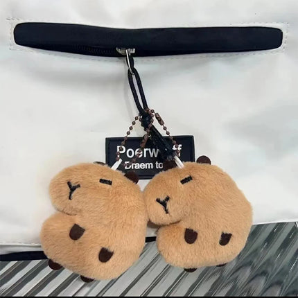 Capybara Plush Keychain – Soft Stuffed Cartoon Doll with Star Squeak Toy for Bag, Backpack & Car Pendant