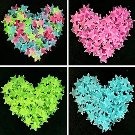Luminous Star Wall Stickers – 50/100pcs 3cm Glow Decor for Kids & Parties