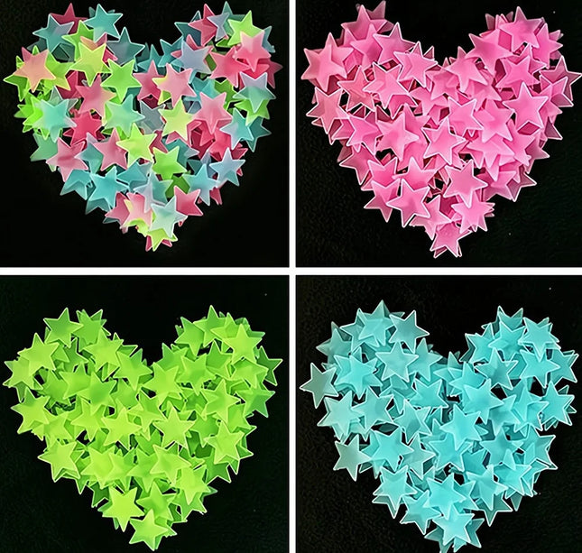 Luminous Star Wall Stickers – 50/100pcs 3cm Glow Decor for Kids & Parties