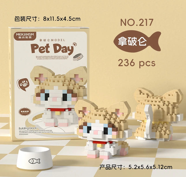 HUIQIBAO MINI Cute Pet Dog Cat Micro Building Block Model Set Kids City Cartoon Animal Diamond Bricks Educational Toys for Adult