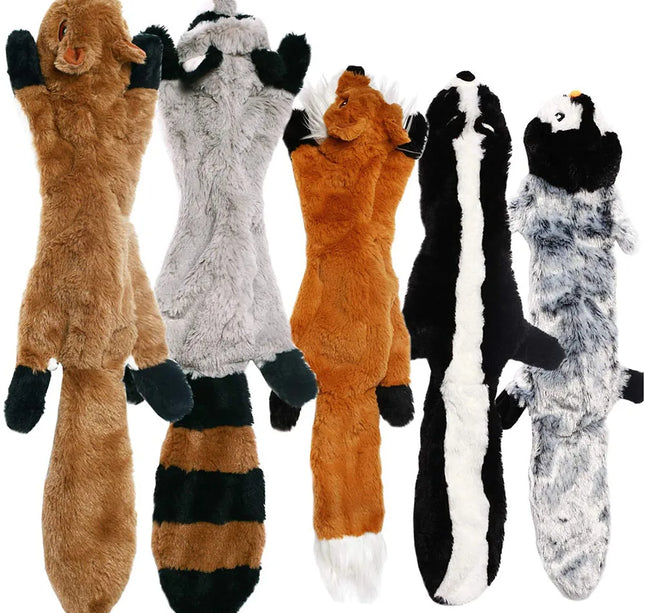 Funny Simulated Animal No Stuffing Dog Toy with Squeakers Durable Stuffingless Plush Squeaky Dog Chew Toy Crinkle Pet Squeak Toy