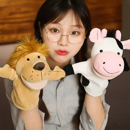 Kawaii Plush Finger Puppets – Lion, Elephant, Bunny, Monkey Story Toys for Children