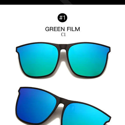 Men's Clip-On Polarized Sunglasses – Vintage Square Photochromic Night Vision Driving Glasses