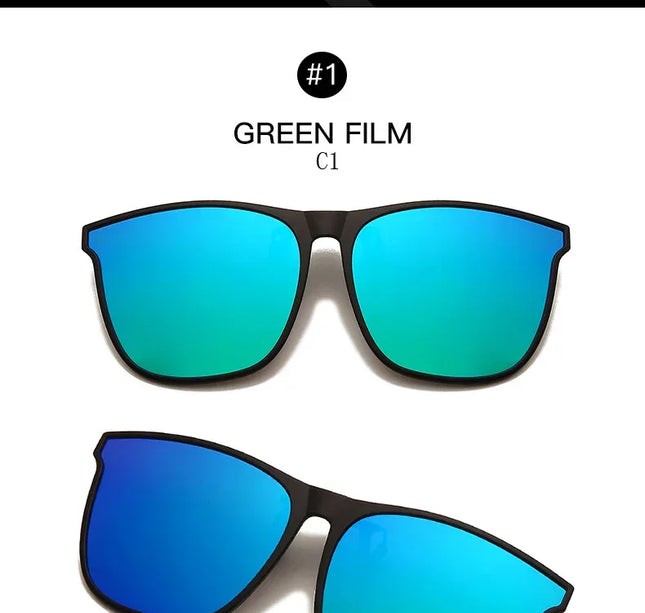 Men's Clip-On Polarized Sunglasses – Vintage Square Photochromic Night Vision Driving Glasses
