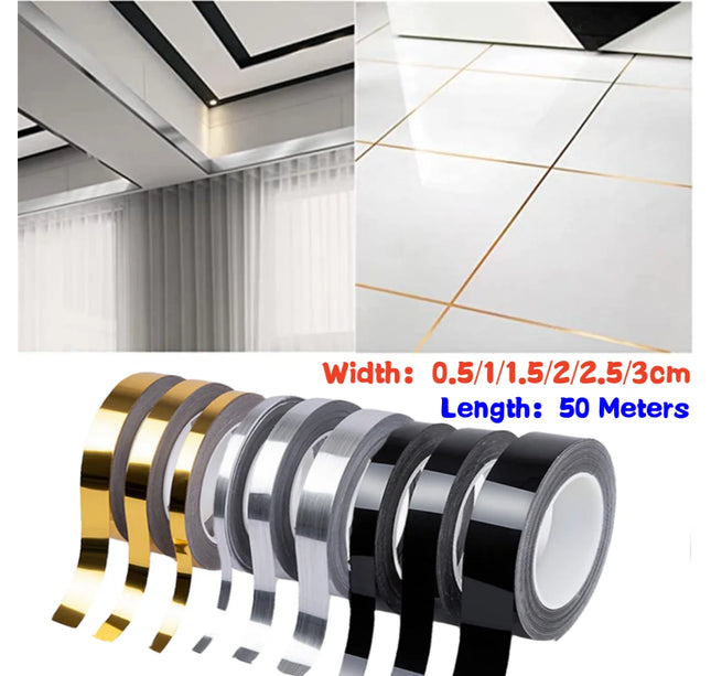 New 50M Gold Black Self-Adhesive Tile Stickers Tape Floor Waterproof Wall Gap Sealing Strip Tile Beauty Seam Sticker Home Decor