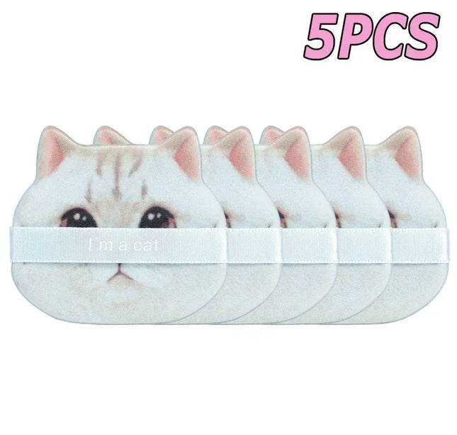 10PCS Cute Cat Makeup Puff Foundation Cosmetic Puff Smooth Powder Concealer Beauty Dry and Wet Dual-use Powder Puff Makeup Tool