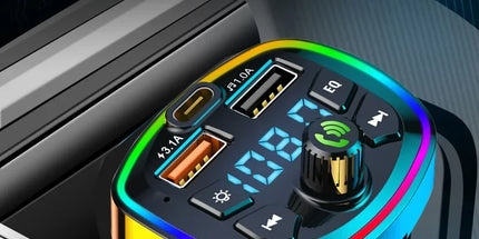 Bluetooth FM Transmitter for Car – Wireless Audio Adapter with Mic, MP3 & 2.1A Dual USB Charger