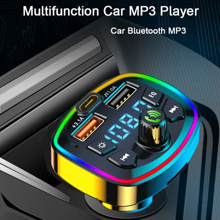 Car Bluetooth FM Transmitter – Wireless 5.0 Audio Receiver with Mic & Dual USB Fast Charger