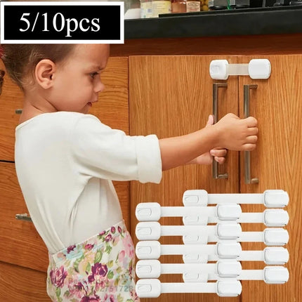 Child Safety Locks – Adhesive Baby Proofing Straps for Cabinets, Drawers & Doors