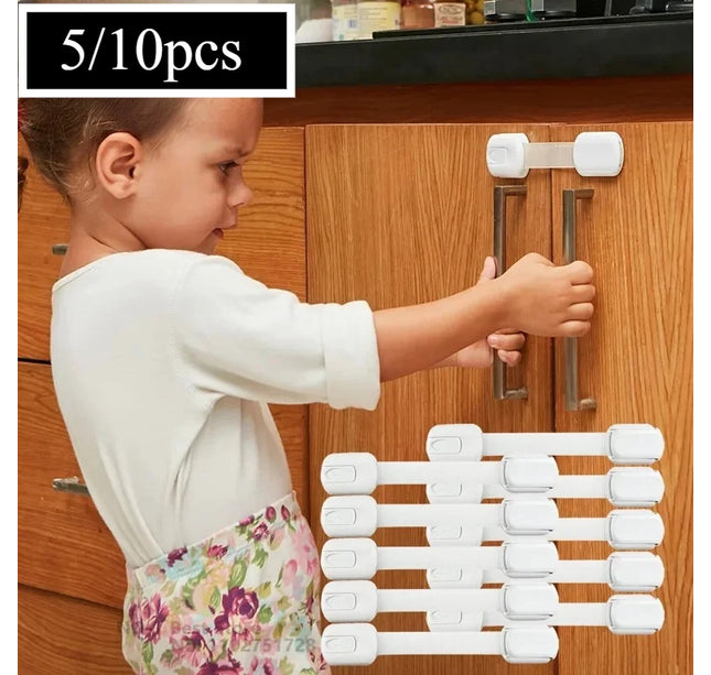 Child Safety Locks – Adhesive Baby Proofing Straps for Cabinets, Drawers & Doors