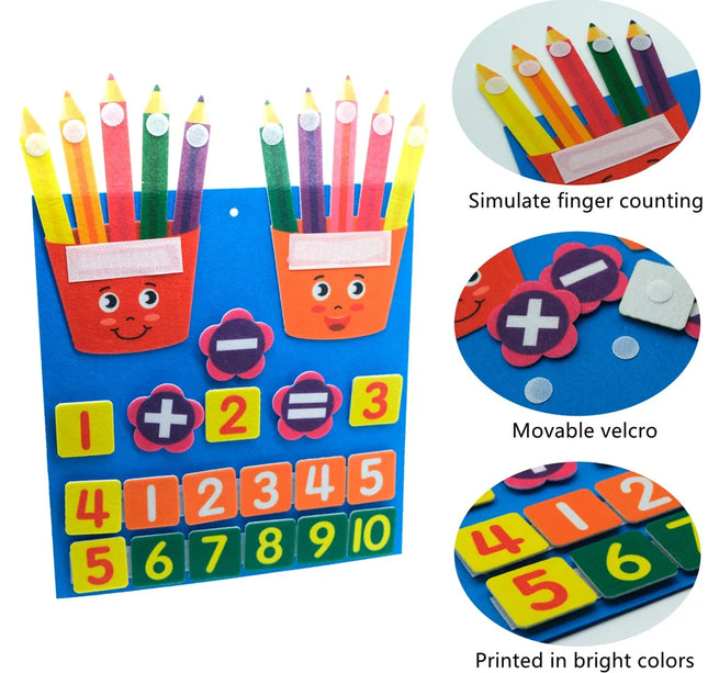 Felt Learning Board Children Toys Educational DIY Toy Addition Subtraction Finger Arithmetic Teaching Enlightenment Board