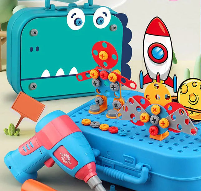 Children Toys Tool Set Electric Drill Screw Nut 3D Puzzle Toys Pretend Play Dinosaur Drilling Assembly Educational Toys for Boys