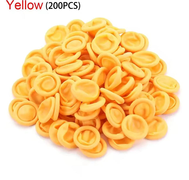 100PCS Multi-color Disposable Finger Cots Anti Slip Latex Powder Free Rolled Edge Finger Cots Beauty Hairdressing Tattoo Tools