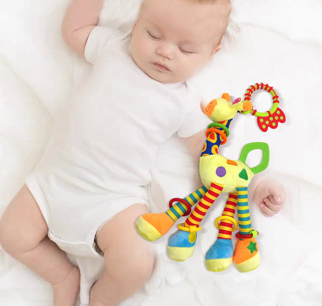Soft Giraffe Hand Bell Rattle – Plush Hanging Sensory Toy for Baby Walkers, Beds & Early Education