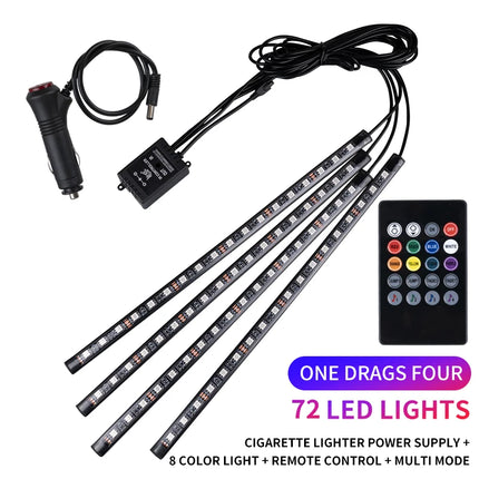 LED Car Ambient Light Kit – RGB Interior Strip with Music, Remote & App Control