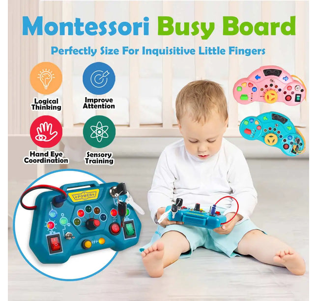 Montessori Busy Board Toys for Toddlers Gifts for 3 Year Old Baby Boys Girls Educational Learning Toys Toddler Travel Toys