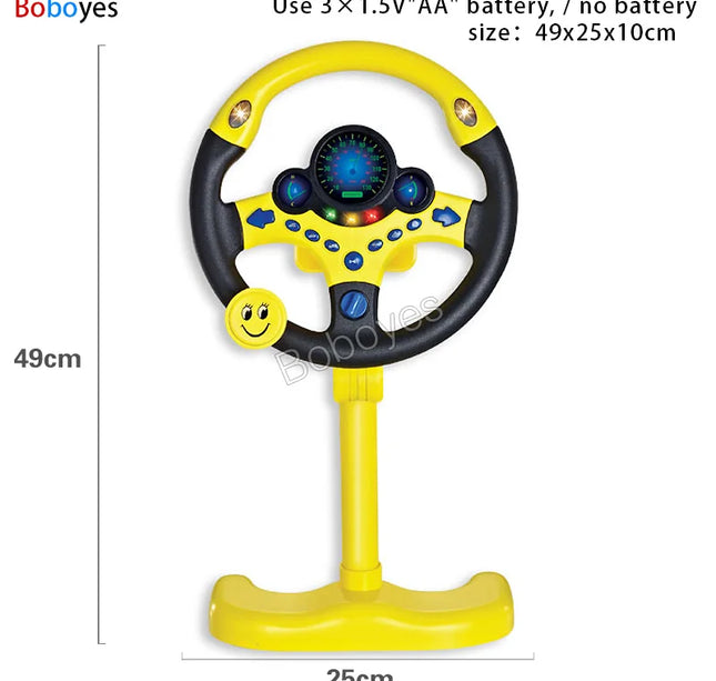Infant Electric Steering Wheel Toy – Simulation Light & Sound Educational Vocal Toy for Stroller Play