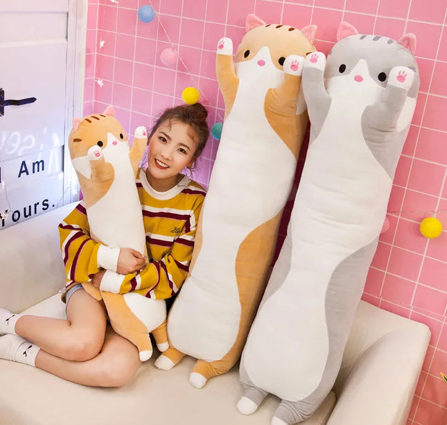 50-70cm Long Cat Plush Toys Cute Animal Cat Creative Long Soft Toys Office Break Nap Sleeping Pillow Stuffed Gift Doll For Kids