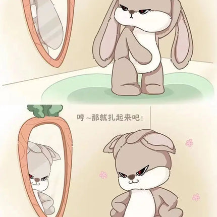 Large Angry Rabbit Plush Toy – Kawaii Stuffed Animal Doll for Room Decor & Birthday Gifts