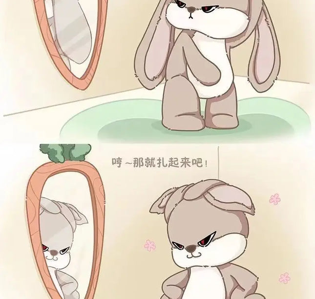 Large Angry Rabbit Plush Toy – Kawaii Stuffed Animal Doll for Room Decor & Birthday Gifts