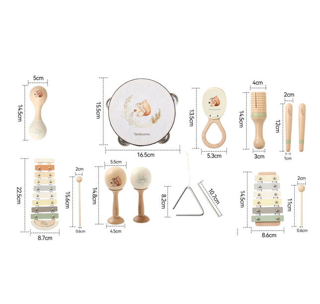 Montessori Musical Instruments Set – Wooden Drum & Xylophone Toys for Babies 0–12 Months Early Education