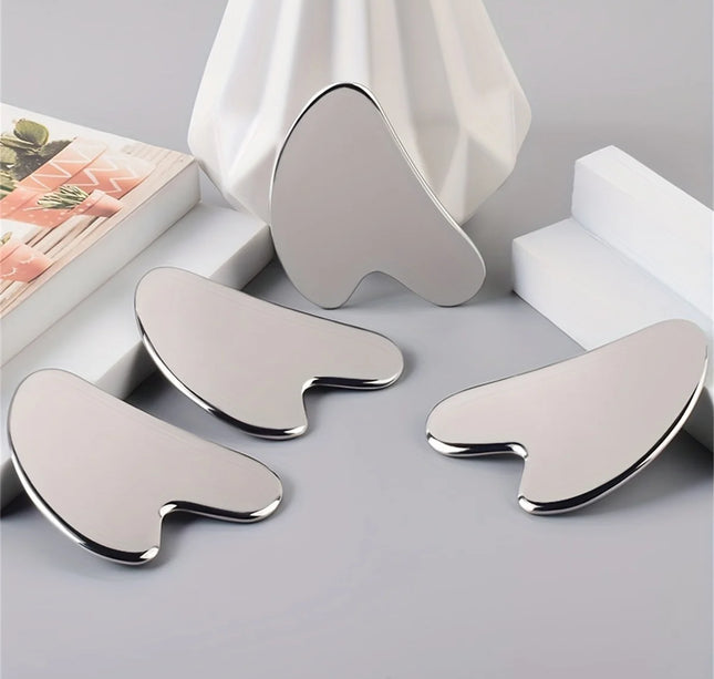 1pices Gua Sha Board Beauty Skin Care Facial Tool Stainless Steel GuaSha Massage Tool Natural Universal Facial Silver Metal