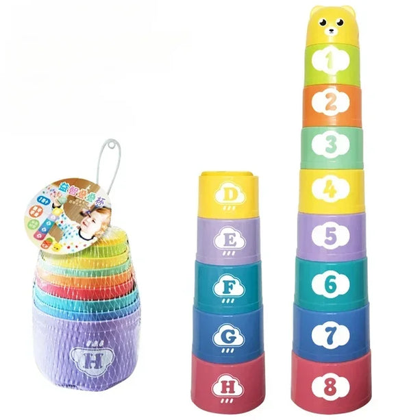 Stacking Cup Game – Educational Speed Puzzle with Numbers, Letters & Shapes for Kids