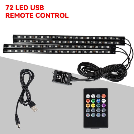 RGB Car Atmosphere Lights – LED Interior Footwell Strip with USB, Remote & Sound Control
