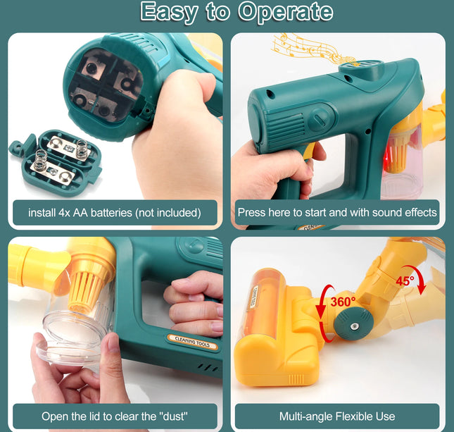 Electric Mini Vacuum With Light and Music Cleaner Simulation Housework Dust Catcher Educational Pretend Play Toys for Kids Gifts