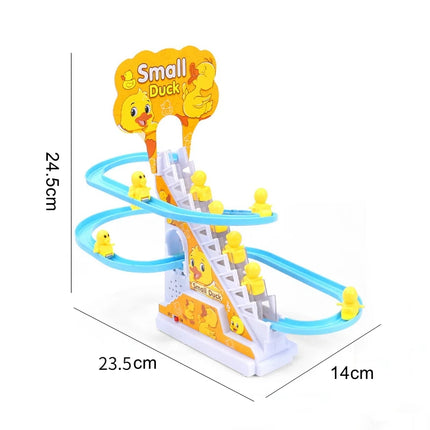 Kids Small Duck Electronic Climbing Stairs Track Toy Light Musical Slide Track Educational Toys for Boys Girls Christmas Gift