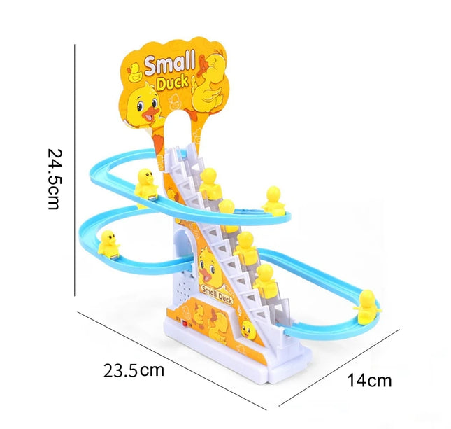 Kids Small Duck Electronic Climbing Stairs Track Toy Light Musical Slide Track Educational Toys for Boys Girls Christmas Gift