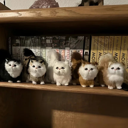 Simulation Cat Plush Toys Soft Stuffed Kitten Model Fake Cats Realist Animals for Kids Girls Birthday Valentine's Day Gift