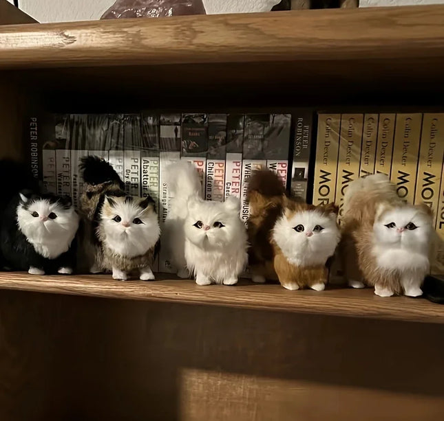Simulation Cat Plush Toys Soft Stuffed Kitten Model Fake Cats Realist Animals for Kids Girls Birthday Valentine's Day Gift