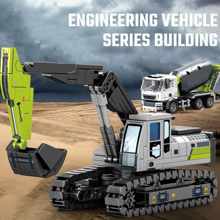 SEMBO Engineering Vehicle Building Kit – MOC Excavator & Mixer Truck Bricks Set for Boys DIY Educational Gifts