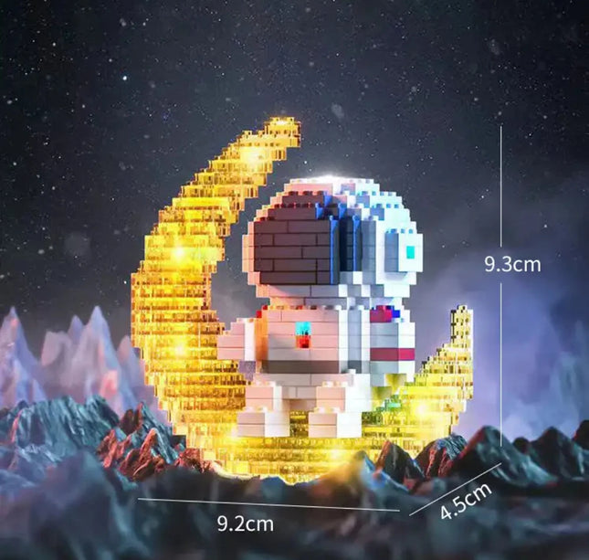 Knew Built Luminous Astronaut Moon Blocks – LED Micro Brick Building Set for Adults & Educational Tech Toy