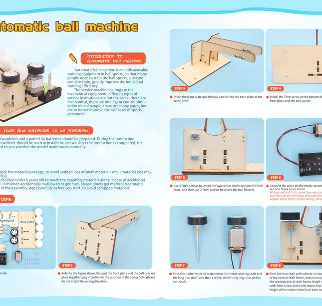 DIY Wooden Puzzle Pitching Machine STEM Toys Technologia Science Experimental Tool Kit Learning Education Games for Kids