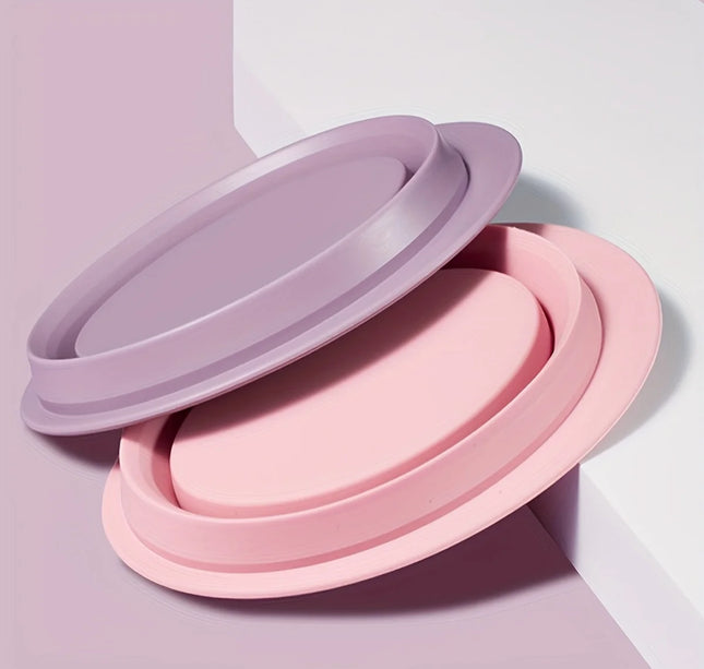 Silicone Folding Makeup Brush Scrub Bowl, Convenient Beauty Egg Cleaning Pad, Powder Puff Cleaning Bowl Tool
