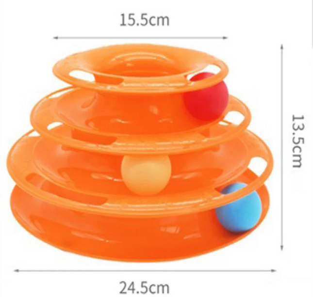 Pet cat toy Three-layer ball cat Turntable Cat interactive educational track toy cat space tower play plate