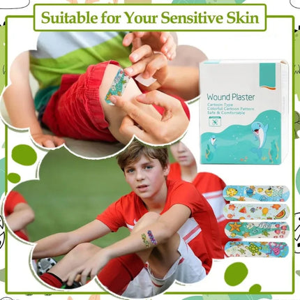 Kids Adhesive Bandages – 100pcs Cute Cartoon Waterproof Medical Strips for Children