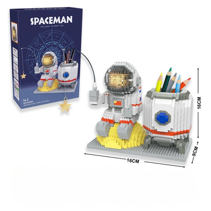 Knew Built Luminous Astronaut Moon Blocks – LED Micro Brick Building Set for Adults & Educational Tech Toy