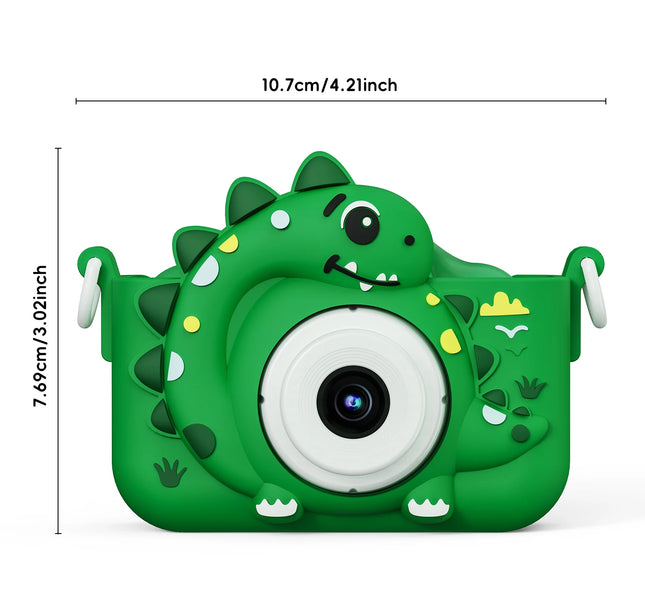 Kids Digital Camera with 32G Card Toy Girl Boy 1080p Hd Screen Outdoor Cartoon Dinosaur Camera Photography Video Birthday Gifts