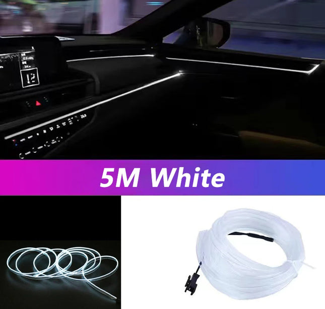 5M Car Interior LED Strip Light – Flexible Neon EL USB Ambient Lighting for DIY Auto & Party Decoration