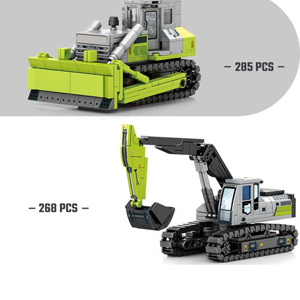 SEMBO Engineering Vehicle Building Kit – MOC Excavator & Mixer Truck Bricks Set for Boys DIY Educational Gifts