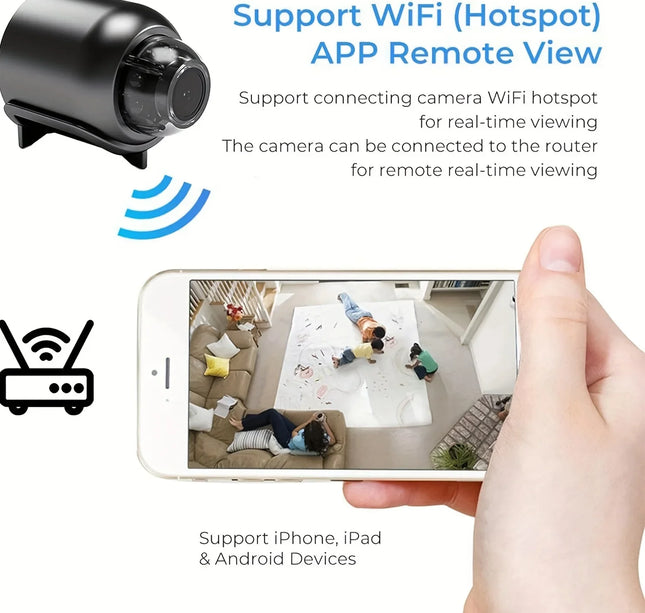Mini WiFi Security Camera 1080P – Night Vision Baby Monitor & Audio Recorder